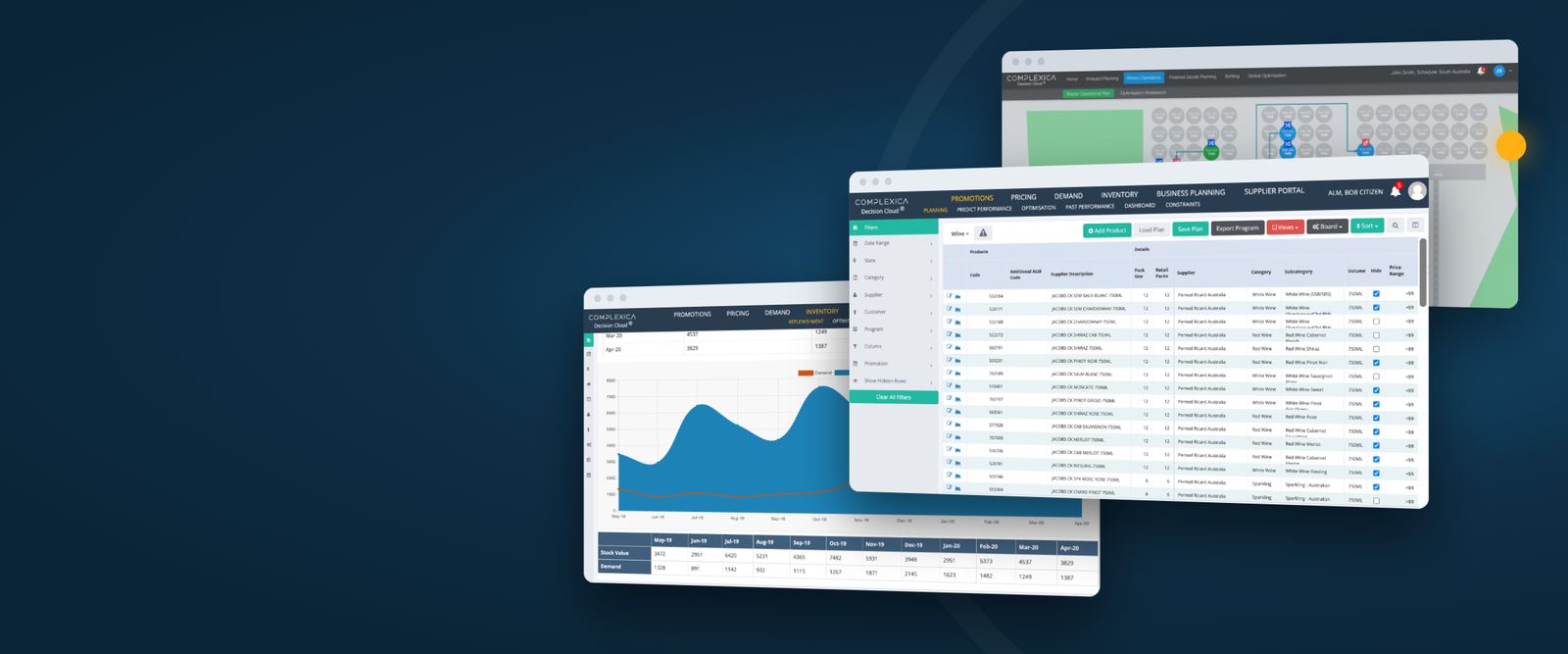Decision Cloud screens for promotions, demand planning and yard optimisation