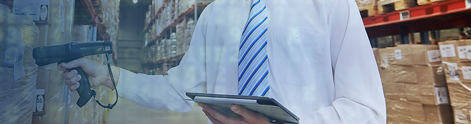 Warehouse staff scanning stock